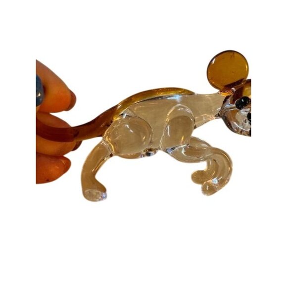 Hand-Blown Glass Mouse Figurine - Clear & Amber Glass - Collectible Miniature An - Picture 3 of 10